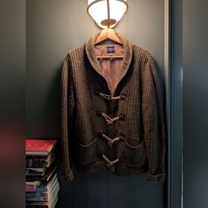 Bill's Khakis Wool Shawl Collar Toggle Clasp Cardigan